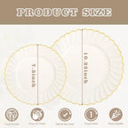 YOUBET 60PCS Ivory Scalloped Plastic Plates for Wedding Party - Image 2