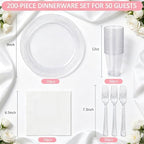 200pcs Clear Plastic Plates and Napkins Party Supplies for Birthday,Wedding - Image 2