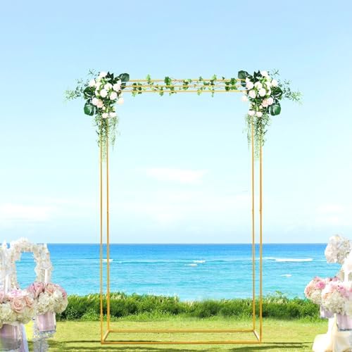 Square Backdrop Stand, Galvanized Color Metal Balloon Arch Stand, Wedding Arch Garden Gazebo Backdrop - for Wedding, Baby Birthday Party, Birthday Party Photo backdrops - Image 7
