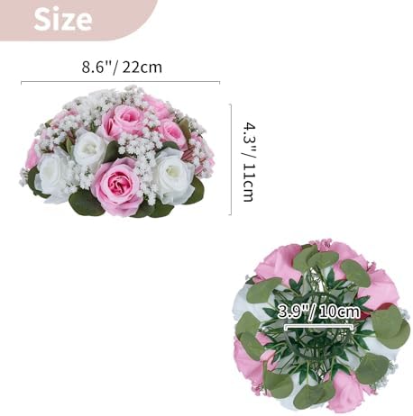 NUPTIO Flower Balls for Table Centerpieces: White & Pink Artificial Flowers - Image 4