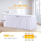 Wish Care White Table Clothes for Rectangle Tables 6ft, Wrinkle Resistant Fitted Table Cloth with Pleated Ruffle Skirts for Banquet Wedding Baby Shower Folding Table - Image 5