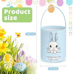 SATINIOR 12 Pack Easter Basket Bulk Easter Bunny Canvas Buckets with Handles Large Personalized Cute Rabbit Tote Bags for Hunt Party Favor Gifts(Pastel Color) - Image 2