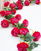2Pcs 12Ft Bendable Flower Garland Faux Rose Vine for Wedding Decor,Fuchsia - Image 4