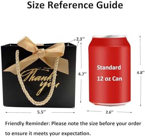 TKSBAG 50 Pack Small Thank You Gift Bags With Handles-5.5''x 2.3''x4.7'' Mini Black Gift Bags Bulk for Baby Shower, Birthday, Wedding, Fathers' Day - Image 2