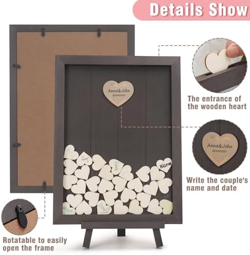 SELEAD Solid Wood Wedding Guest Book Alternative, Drop Top Words Sign Board - Image 6