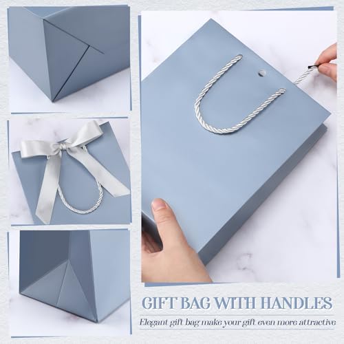 Silkfly 24 Pcs Paper Gift Bags with Handle 9x7x3.15'', Dusty Blue - Image 3