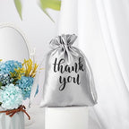 Roowest 4 x 6 Inch 100 Pcs Thank You Satin Gift Bags, Silver - Image 3