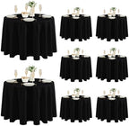 Fitable 8 Pack Black Round Tablecloths 120 Inch for 48"-96" Tables by Fitable