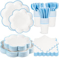 350 Pcs Blue and White Paper Plates and Napkins Set, Tableware for 50 Guest by Unknown