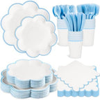 350 Pcs Blue and White Paper Plates and Napkins Set, Tableware for 50 Guest by Unknown
