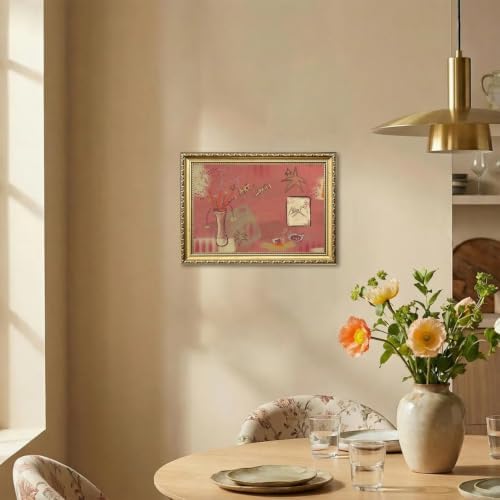 Preppy Girl Pink Wall Art Vintage Collage Love Quote Wall Decor Picture Cute Coquette Poster Canvas Painting Print for Bedroom Living Room 12x16 inch Gold Framed - Image 5