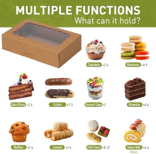 8x5x2 Auto-Popup Cookie Boxes with Window, Brown, 60 Pack - Image 5