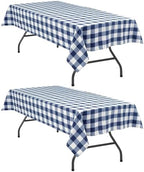 Hiasan Checkered Tablecloth, 2 Pack, 60 x 84 inch, Navy Blue and White by Hiasan