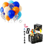 Bezente Orange and Blue Balloons Kit, 60pcs 12 inch Light Royal Blue Nude Latex Balloons Orange Confetti Helium Balloons and Electric Balloon Pump Multiple by Bezente