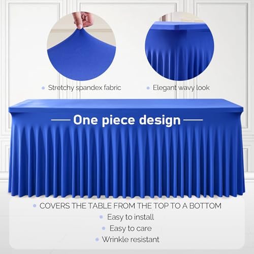 2 Packs Royal Blue Tablecloths for 6 Foot Rectangle Tables - Image 2