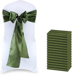 MDS® Pack of 100 Satin Chair Sashes for Wedding & Events – Olive Green by MDS