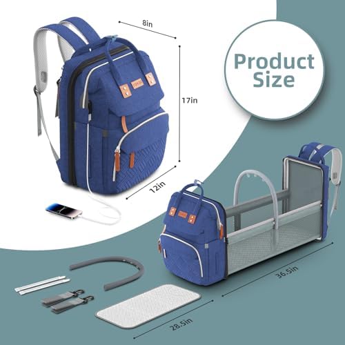 ISMGN Diaper Bag Backpack, Large Diaper Bag, Baby Bag for Mom, Navy Blue - Image 6