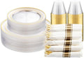 DaYammi 210PCS Clear Gold Plastic Dinnerware Set for 30 Guests by DaYammiwillaccompanyyou