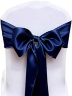 Pack of 50 Satin Navy Blue Chair Bows Sashes 7 X 108 Inch Universal Navy Chairs Ribbons for Wedding Anniversary Ceremony Birthday Party Engagement Banquet Restaurant Event Decorations by ZSJFMF