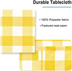 Hiasan 60 x 120 Inch Checkered Tablecloth Rectangle, Yellow and White - Image 4