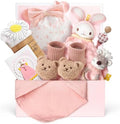 Strawberry Fairy 10 PCS Baby Gift Set for Girls, Newborn Essentials Stuff Baby Girl Gifts, Baby Girl Gift Basket, Gender Reveal Gifts Basket with Rattle Swaddle Blanket by StrawberryFairy