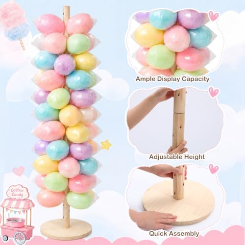 Novabright 5.25 ft Wooden Cotton Candy Stand Holder, Tall Cake Pop Stand - Image 3