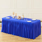 Wish Care Royal Blue Polyester Table Clothes for 8 Foot Rectangle Tables, Wrinkle Free Fitted Table Cover with Pleated Ruffle Table Skirt for Birthday Party Wedding Trade Show Event Display - Image 3