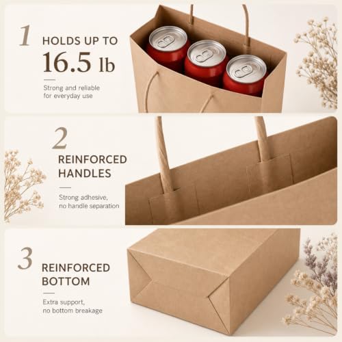 Kolldenn 24 Pack Rustic Gift Bags with Dried Flowers Bridal Shower - Image 3