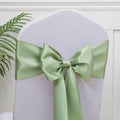 50 Pack Sage Green Satin Chair Bows, Sage Chair Ribbons for Wedding Decor by GANKAR