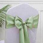 50 Pack Sage Green Satin Chair Bows, Sage Chair Ribbons for Wedding Decor by GANKAR