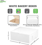White Bakery Pastry Boxes 10 x 10 x 5 Inches - White Kraft Paperboard for Home or Retail - Eco Friendly Paper Cardboard Recyclable for Pastries, Cookies, Cakes, Pies, Gift Box, Baby Shower (200) - Image 3