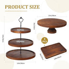 RattanView 7 Pcs Wooden Cupcake Stand Set with Cake Pedestal Trays,Brown - Image 2
