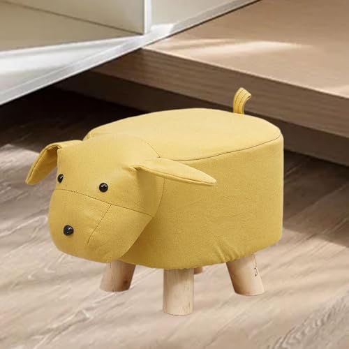 Children's Animal Footstool, Yellow Dog Ottoman with Wooden Legs, 11.8 x 9.8 x 9.8 in Non-Slip Stool for Entryway and Bedroom - Image 5