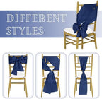 fani 60 PCS Satin Chair Sashes, 7x78 Inch, Navy Blue - Image 4