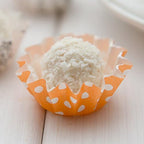 Restaurantware-Premium 0.4-oz Baking Cups: Small-Flared Paper Baking Cups Perfect for Muffins, Cupcakes or Mini Snacks - Hot Orange Polka Dot Print Design - Disposable - 200-CT - Image 3