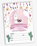 Pack of 30 Llama Kids Birthday Invitations, Boys or Girls Invite, Alpaca Cactus Sleepover Themed, Children or Toddlers Baby First or 1st Bday Theme Supplies,Fill in the Blank Cards - Image 2