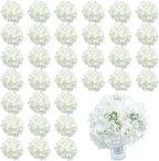 AVIVIHO 65pcs White Flowers Hydrangea Artificial Flowers Bulk Ivory White Fake Flowers Faux Hydrangea Silk Flowers with Stems Perfect for Weddings Centerpieces Wreath Home Garden Party Decoration by Aviviho