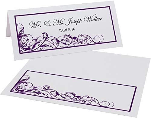 Scribble Vintage Swirl Place Cards, Eggplant, Set of 150, Pre-cut and Score - Image 2
