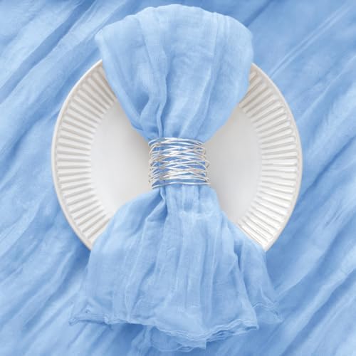 DeZerlor Baby Blue Washable Cheesecloth Napkins Set of 50 for Wedding Party - Image 2