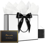 YACEYACE Gift Bags with Ribbon, 20Pack of White Gfit Bags with Bow, Card by YACEYACE