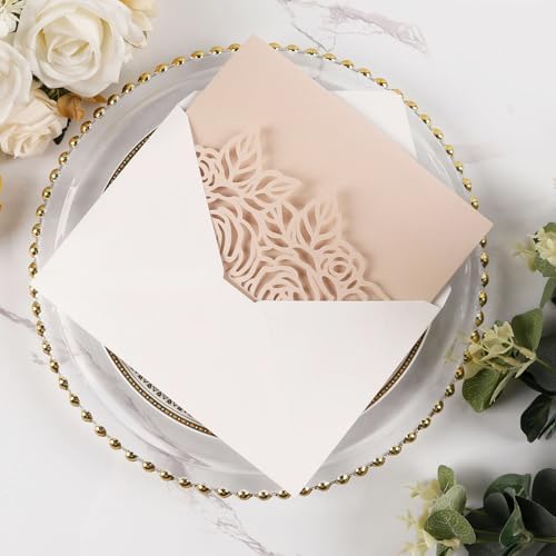 50pcs Tri-Fold Laser Cut Invitation with Envelope Blank Inner Sheets RSVP - Image 5