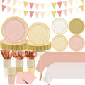 Mimorou 342 Pcs Rose Gold Party Supplies Plates Napkins Cups by Mimorou