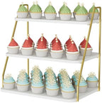 VyGrow Cupcake Stand, 3-Tier Dessert Stand for 55 Cupcakes, Wood & Metal Tower Display Premium Holder Dessert Tree Tower for Christmas Birthday Weddings Party Decor, 16.26" L x 11.81" W x 15.76" H by VyGrow