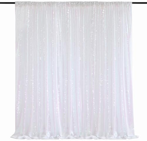 White Iridescent Sequin Curtains 10ftx10ft Photo Booths Backdrop by QueenDream