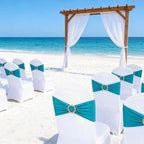 Turquoise Chair Sashes 50 Pack, Spandex Turquoise Chair Bows with Gold Buckle for Wedding Decoration, Teal Chairs Bands for Party Banquet Gender Reveal Décor - Image 3