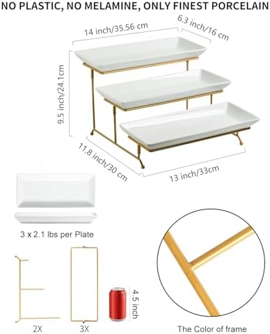 LAUCHUH Large 3 Tier Serving Stand Porcelain Tiered Serving Trays for Party - Image 2