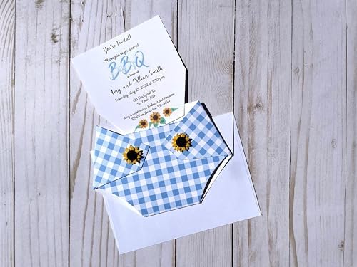 Kards by Kaylee Diaper Shape Baby Shower Invitations Sunflower Baby Q Blue Boy Gender Reveal (Blue Plaid) - Image 5