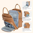 BabbleRoo Leather Diaper Bag Backpack - Baby Essentials Travel Baby Bag, Multi function, Water Resistant, with Changing Pad, Stroller Straps & Pacifier Case – Unisex, Light Brown - Image 5
