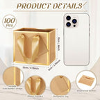 Yeaqee 100 Pcs Mini Metallic Paper Gift Bags with Handle, Kraft, Gold - Image 2