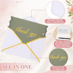 200 Set Thank You Cards with Envelopes Stickers 5 Colors Beautiful Thank You Cards Bulk Elegant Blank Notes Card for Business, Wedding, Baby Shower, Graduation, Birthday, All Occasions - Image 4